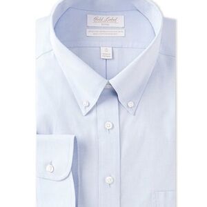 New! Roundtree & Yorke Gold Label 100% Cotton No-Iron Blue Dress Shirt- 16 x 33